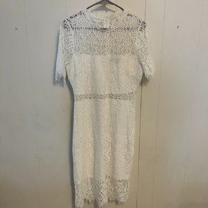 Lulu's Remarkable White Lace Dress - L+